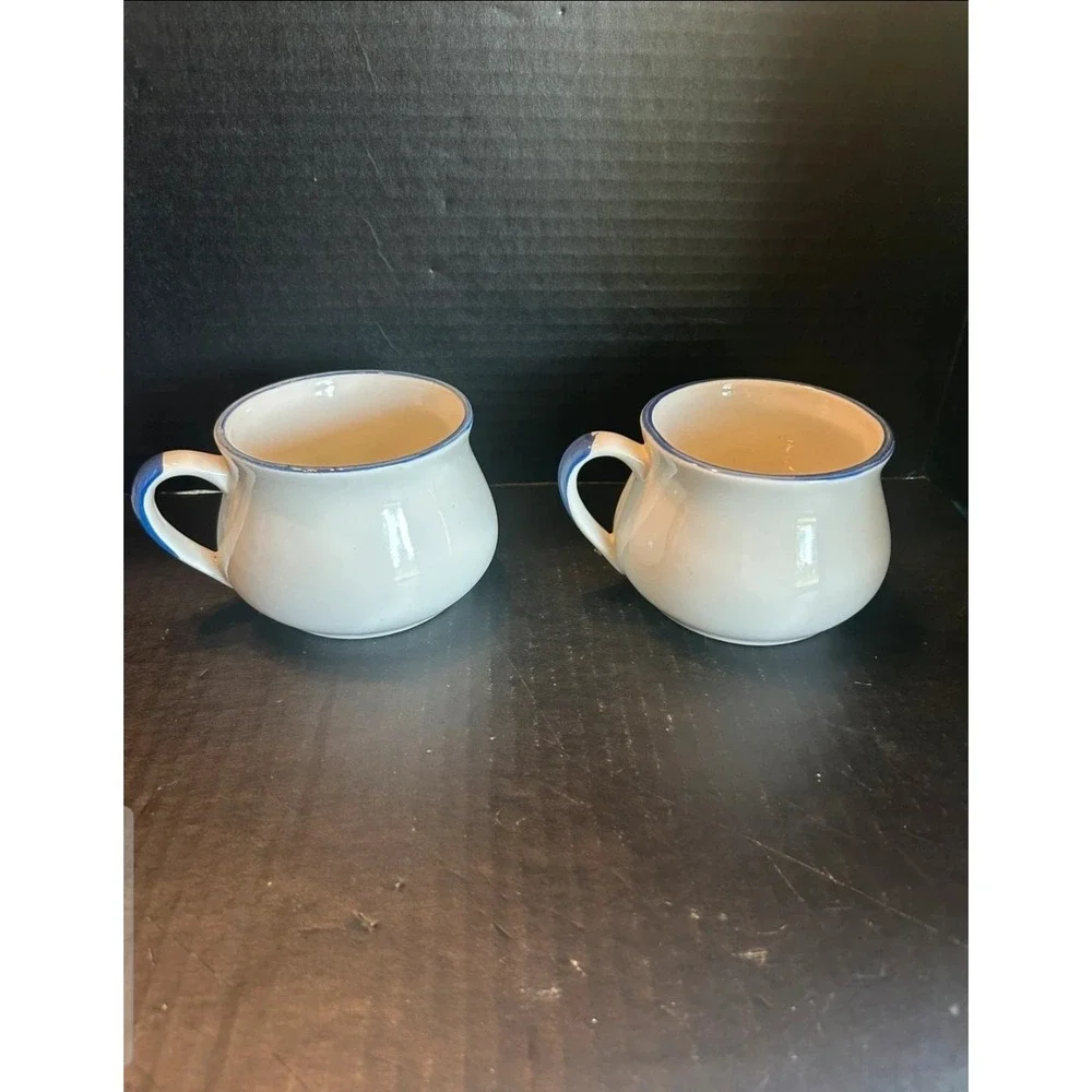 Vintage Soup And Cracker  Set Of 2 Ceramic Soup bowls with Handles